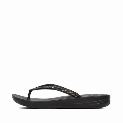 Fitflop Iqushion Sparkle Ergonomic - Flip Flops Damen - Schwarz (BLC489276)